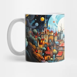 City Landscape Concept Abstract Colorful Scenery Painting Mug